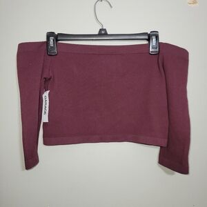 Garage Maroon Off-Shoulder Top